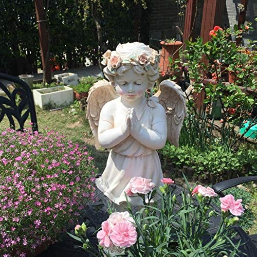 wxq Labios Rose 25x49cm Retro del Patio al Aire Libre Garland Ángel Jardín Blanco del Parque de Figurines Decoración del Ornamento de la Escultura de Resina Home Boy Craft (Color : Style 1)