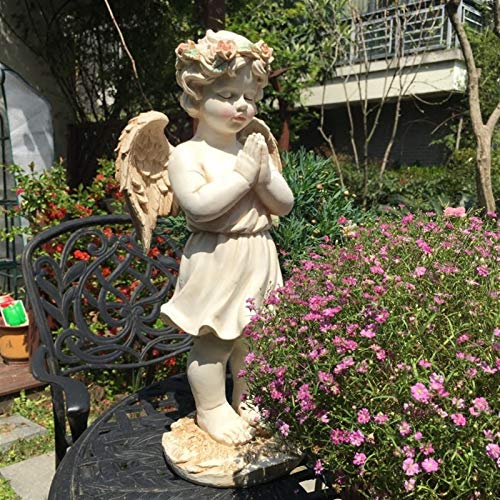 wxq Labios Rose 25x49cm Retro del Patio al Aire Libre Garland Ángel Jardín Blanco del Parque de Figurines Decoración del Ornamento de la Escultura de Resina Home Boy Craft (Color : Style 1)