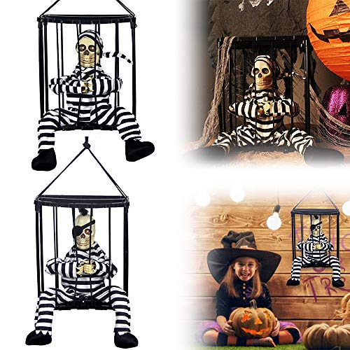 wxq Prisioneros activados por Voz de Halloween Fantasmas cuelgan en la Barra de prisión for Decorar los Huesos de los apoyos de sensores Infrarrojos y Accesorios de Ropa de prisión (Color : 01)