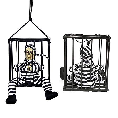 wxq Prisioneros activados por Voz de Halloween Fantasmas cuelgan en la Barra de prisión for Decorar los Huesos de los apoyos de sensores Infrarrojos y Accesorios de Ropa de prisión (Color : 01)