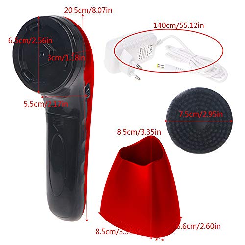 WYCY Cepillo Electrico Cepillo Zapatos Con 5 Cabezas de Cepillo Funciona con Pilas AC o AA Cepillo Portátil para Pulir Zapatos de Mano Pulidor de Bolsas de Cuero (AC Alimentado Rojo)