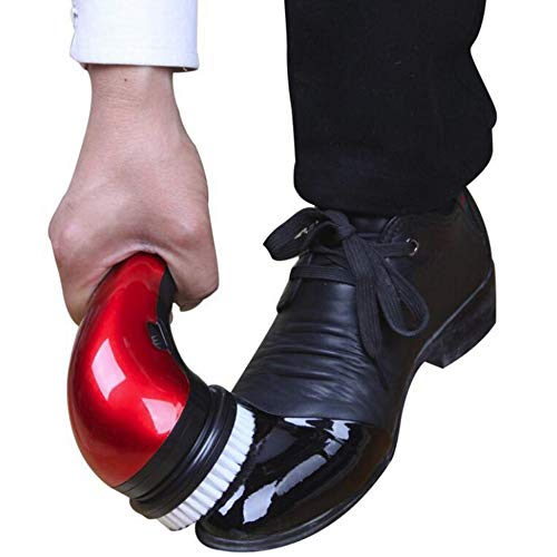 WYCY Cepillo Electrico Cepillo Zapatos Con 5 Cabezas de Cepillo Funciona con Pilas AC o AA Cepillo Portátil para Pulir Zapatos de Mano Pulidor de Bolsas de Cuero (AC Alimentado Rojo)