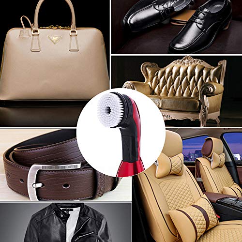 WYCY Cepillo Electrico Cepillo Zapatos Con 5 Cabezas de Cepillo Funciona con Pilas AC o AA Cepillo Portátil para Pulir Zapatos de Mano Pulidor de Bolsas de Cuero (AC Alimentado Rojo)
