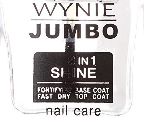 WYNIE JUMBO 306 - Base y Top Coat 3 en 1 Base para Fortalecer Endurecer Uñas y Top Coat Extrabrillo Secado Rápido de Larga Duración - 15 ml