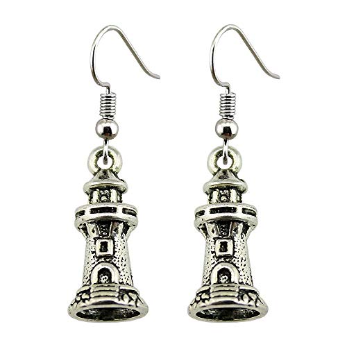 WYSIWYG 3 Piezas Pendientes De Gota Pendientes Femeninos Faro De La Atalaya 20x9mm con Pendiente Tapones