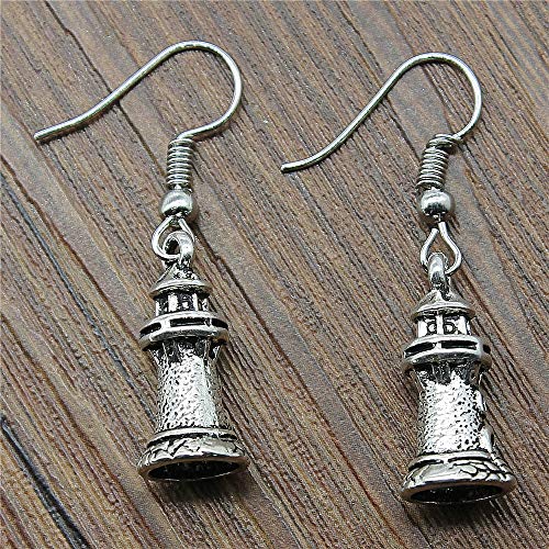 WYSIWYG 3 Piezas Pendientes De Gota Pendientes Femeninos Faro De La Atalaya 20x9mm con Pendiente Tapones