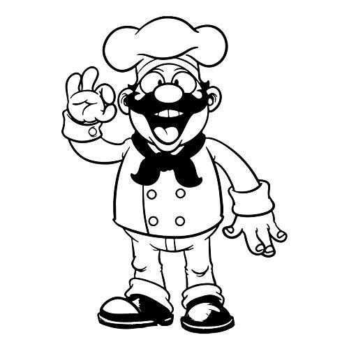 wZUN Chef Decal Dining Trailer Sticker Vinyl Burger Decal Shop Window Kitchen Art Deco 58x41cm