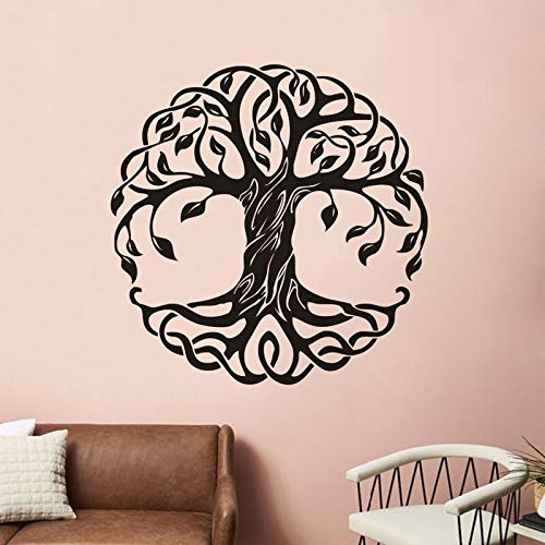 wZUN Mandala Pegatina de Pared de árbol Redondo calcomanía de Vinilo decoración del hogar Yoga árbol decoración de Pared árbol de la Vida Mural de Pared 42X42cm