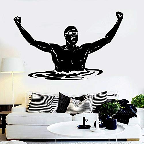 wZUN Natación Tatuajes de Pared Deportes Dormitorio decoración del hogar Nadador Vinilo Pegatinas de Pared Fitness Arte de la Pared decoración 68X42cm
