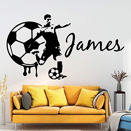 wZUN Nombre Personalizado Fútbol Impermeable Etiqueta de la Pared Decoración para el hogar Etiqueta de Vinilo Art Deco Boy Room 28x38cm