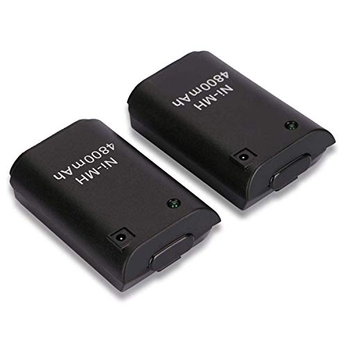 Xbox 360 Mando Batería, OSAN 2Pc 4800mAh Baterías + USB Cable para Mando Remoto de Control Xbox 360 Negro