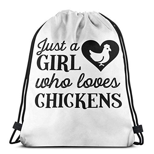XCNGG Bolsa con cordón Bolsa con cordón Bolsa portátil Bolsa de Gimnasio Bolsa de Compras Just A Girl Who Loves Chickens Funny Chicken Farmer Chr Drawstring Bag Sports n Bag Travel Bag Gift Bag