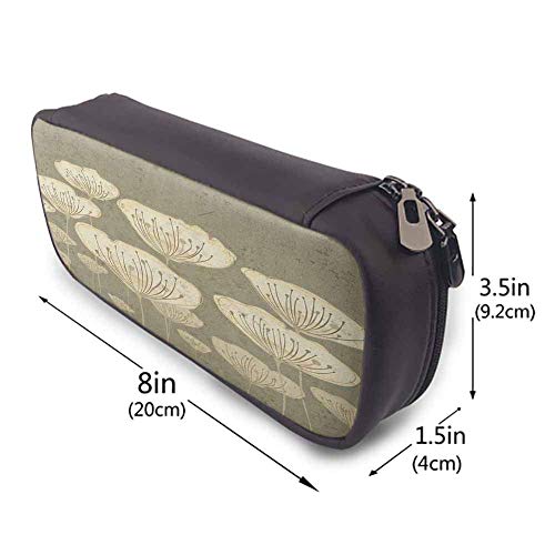 XCNGG Estuche de bolígrafo floral Estuche de maquillaje cosmético, Pastel de flores en tonos beige Flores Floret Buds Essence Nature Themed Arty Illustration Durable Stationery Holder Taupe