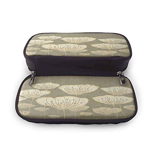 XCNGG Estuche de bolígrafo floral Estuche de maquillaje cosmético, Pastel de flores en tonos beige Flores Floret Buds Essence Nature Themed Arty Illustration Durable Stationery Holder Taupe