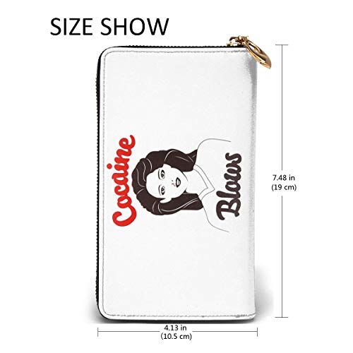 XCNGG Ladies Cocaine Blows Cartera Larga De Cuero Genuino para Hombre con Cremallera