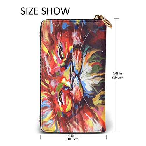 XCNGG Tengyiyi, Soporte para Pasaporte de Viaje de Cuero Genuino, Billetera de Viaje con Pintura de león de Colores creativos, Funda, Tarjetero para Mujeres y niñas