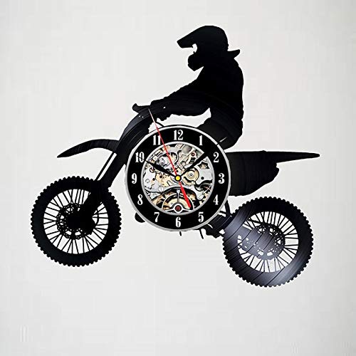 xcvbxcvb Disco de Vinilo Reloj de Pared diseño Moderno Sala de Estar decoración Todoterreno Motocicleta Reloj Reloj de Pared decoración del hogar Mudo