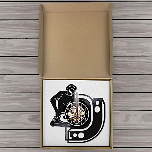 xcvbxcvb DJ Mezclador música Disco de Vinilo Reloj de Pared silencioso Decora tu hogar con música Arte Disc Jockey Reloj de Pared Suministros para Fiestas decoración