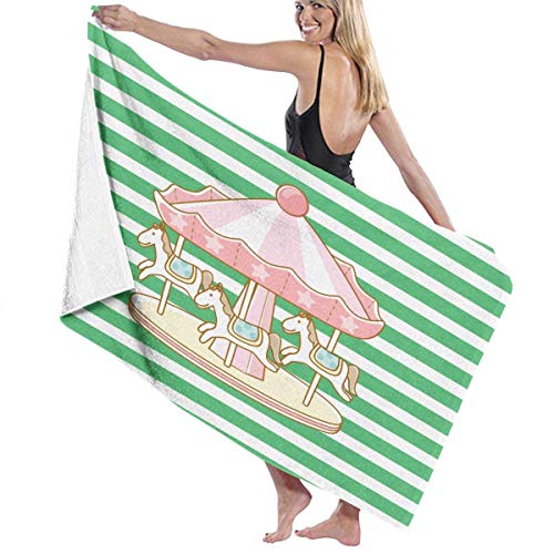 xcvgcxcvasda Serviette de Bain, Carousel Prints Bath Towel Wrap SPA Shower and Wrap Towels Swimming Bathrobe Cover Up for Ladies Girls White