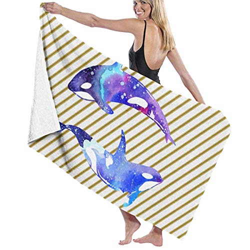 xcvgcxcvasda Serviette de Bain, Orca Killer Whale Prints Bath Towel Wrap SPA Shower and Wrap Towels Swimming Bathrobe Cover Up for Ladies Girls White