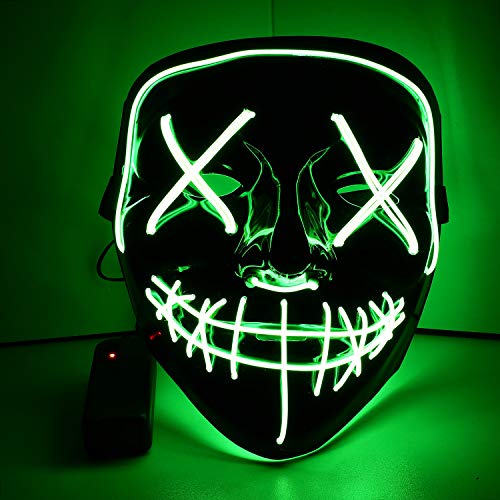 XDDIAS Máscara de Halloween, Led Mascaras para Navidad Halloween Cosplay Grimace Festival Fiesta Show (Verde)