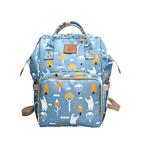 Xersex Mochila de Pañales,Gran Capacidad Versátil Resistente al Agua Bolsa, Adecuada para los Viajes de Mamá y Papá, 3 Bolsas con Aislamiento 2 Ganchos para Carritos de Bebé (Azul)