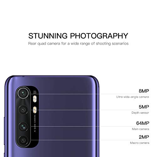 Xiaomi Mi Note 10 Lite Smartphone, 6GB RAM 128GB ROM, 6.47" FHD 3D AMOLED Pantalla, Quad Camera (64MP + 8MP + 5MP + 2MP) Versión Global (Púrpura)