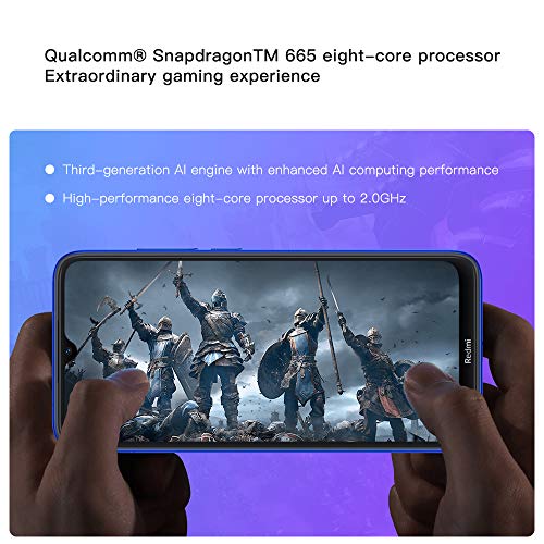 Xiaomi Redmi Note 8T Teléfono 3GB RAM + 32GB ROM, Pantalla Completa de 6.3", con NFC, procesador Snapdragon 665 Octa-Core, 13MP Frontal y 48MP AI Cuatro cámaras traseras Versión móvil Global (Azul)