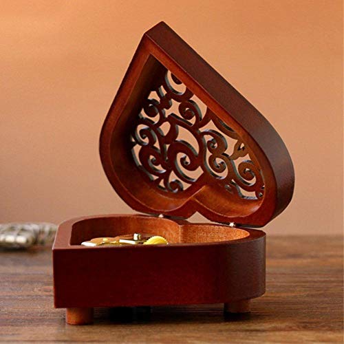 XIAOYY Caja de música de Madera con Forma de corazón Caja de Maquillaje Decoración de Hogar para cumpleaños, día de San Valentín, día de la Madre-To_Alice