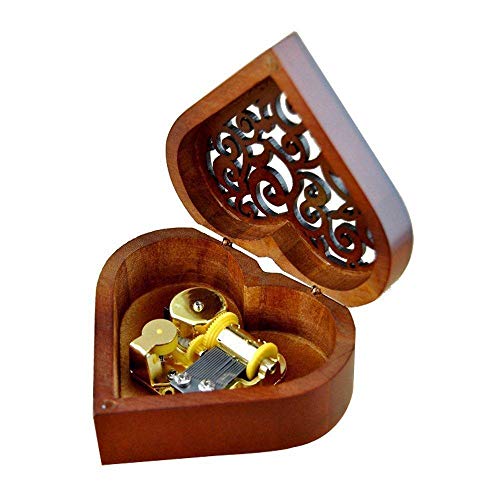 XIAOYY Caja de música de Madera con Forma de corazón Caja de Maquillaje Decoración de Hogar para cumpleaños, día de San Valentín, día de la Madre-To_Alice