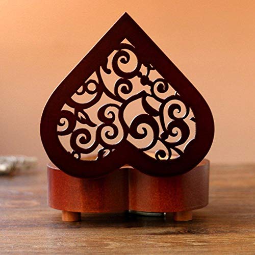 XIAOYY Caja de música de Madera con Forma de corazón Caja de Maquillaje Decoración de Hogar para cumpleaños, día de San Valentín, día de la Madre-To_Alice