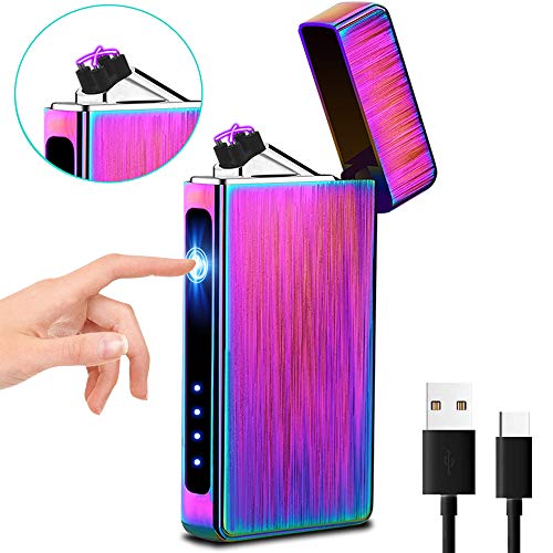 XIMU Mechero Electrico, Encendedor Electrico USB Doble Arco Mechero Recargable y Resistente al Viento, Mechero de Plasma sin Gas (Cable USB y Caja de Regalo Incluidos) (Color)