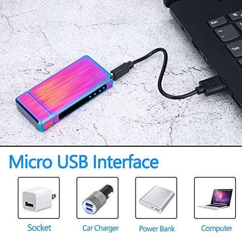 XIMU Mechero Electrico, Encendedor Electrico USB Doble Arco Mechero Recargable y Resistente al Viento, Mechero de Plasma sin Gas (Cable USB y Caja de Regalo Incluidos) (Color)