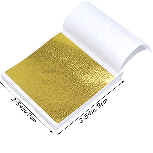 Xinlie Lote hoja de oro Hojas Pan de Oro de Imitación para Artes Grande Hoja de Plata Papel de Oro de Imitación para Artes para el arte Manualidades Decoración Dorado Elaboración de Marcos (200 Hojas)