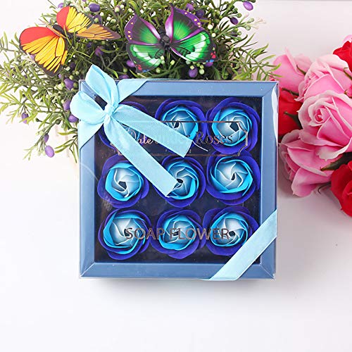 Xiton 1 Paquete De Flores Perfumadas Con JabóN De BañO, PéTalos De Rosa, En Forma De Planta, Aceite Esencial, JabóN De Rosa, Set De Regalo Dulce Para El DíA De La Madre(Azul)