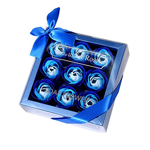 Xiton 1 Paquete De Flores Perfumadas Con JabóN De BañO, PéTalos De Rosa, En Forma De Planta, Aceite Esencial, JabóN De Rosa, Set De Regalo Dulce Para El DíA De La Madre(Azul)