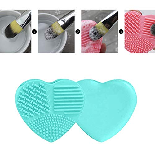 Xiton 1PC Cepillo De Silicona Limpia Brochas Maquillaje Maquillaje Cepillo De Lavado CorazóN En Forma De Huevo Cepillo Maquillaje Cepillo De Limpieza Estera De Limpieza Herramienta De Lavado (Verde)
