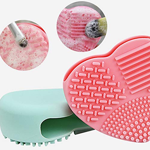 Xiton 1PC Cepillo De Silicona Limpia Brochas Maquillaje Maquillaje Cepillo De Lavado CorazóN En Forma De Huevo Cepillo Maquillaje Cepillo De Limpieza Estera De Limpieza Herramienta De Lavado (Verde)