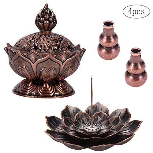 Xiuyer Lotus Quemador Incensario Soporte Incienso Latón Mini Metal Quemador Incienso para Accesorios Regalo Decoración Casera