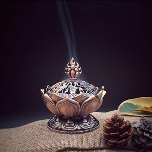 Xiuyer Lotus Quemador Incensario Soporte Incienso Latón Mini Metal Quemador Incienso para Accesorios Regalo Decoración Casera
