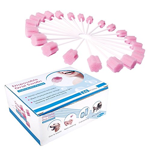 Xrten 50 Pcs Esponja Desechable para el Cuidado Oral, Limpieza de Boca Dientes higiene buco-Dental