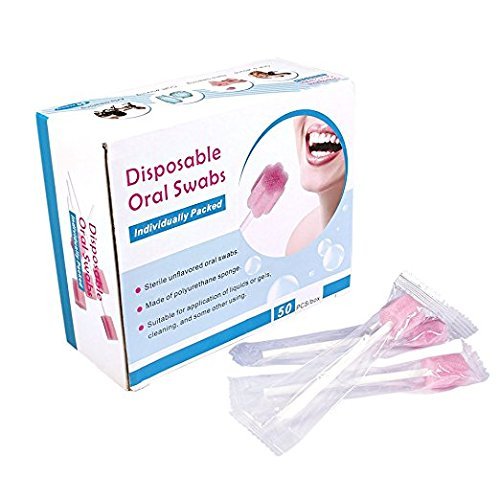 Xrten 50 Pcs Esponja Desechable para el Cuidado Oral, Limpieza de Boca Dientes higiene buco-Dental