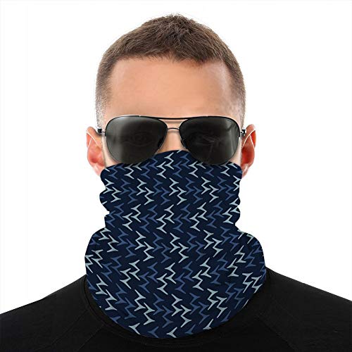 Xunulyn Fundas Unisex Resistente al Viento Transpirable Lavable Reutilizable Elastic Force Fundas Cubre Abstracto Indigo Azul Tinte patrón de impresión de pie de pájaro Polainas para el Cuello