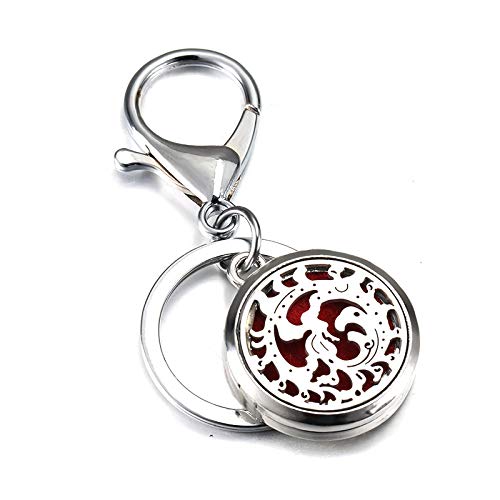 XVCHQIN Ganchos para Llaves Fashion Round Little Love Keychain Jewelry Difusor de Aceite Esencial de Acero Inoxidable Perfume Aromaterapia Locket Key Chain Jewelry, 7