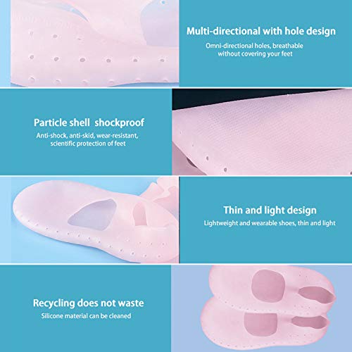 XXIN 3 pares de calcetines de gel de silicona antideslizantes, protección del talón agrietado e hidratante, protección invisible del pie, color Rosa, talla 36/40 EU
