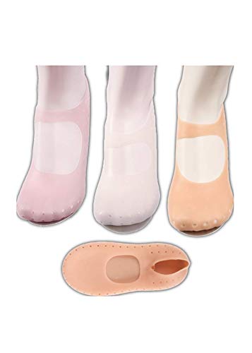 XXIN 3 pares de calcetines de gel de silicona antideslizantes, protección del talón agrietado e hidratante, protección invisible del pie, color Rosa, talla 36/40 EU