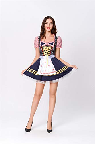 XYFW Desconocido Alemán Munich Beer Girl Uniforme Fiesta Tradicional Bávara Ropa De Mucama Disfraz De Halloween Cosplay,S