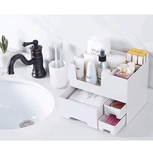 XYZMDJ - Caja de almacenamiento de cosméticos para dormitorio con acabado de escritorio, máscara para el cuidado de la piel, pintalabios de plástico tipo estante de acabado multifuncional
