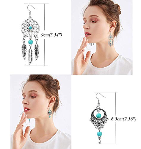 YADOCA 10 Pares Moda Borlas Largo Aretes Para Mujer Boho Pendientes Vintage Pluma de la Joyería