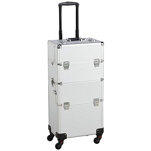 Yaheetech Maletín de Maquillaje Profesional Organizador Cosméticos Caja de Belleza 36 x 24 x 106,5 cm Plata